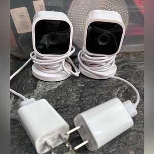 TWO Blink Mini Indoor 1080p Smart Security Camera Plug-In Wireless - White